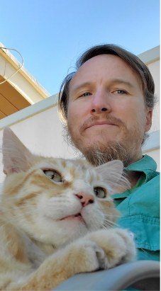 A church member with a ginger cat